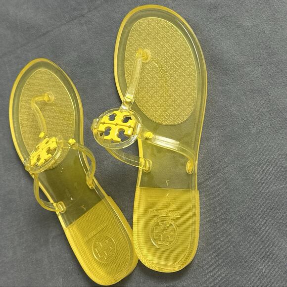 Tory Burch Mini Miller Jelly Flip Flop Thong Sandals Citrus Yellow Women's 7 - Picture 3 of 9